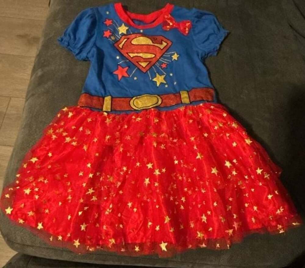 DC Comics Toddler Girls Size 3T Blue & Red Supergirl Tutu Dress Superman Costume